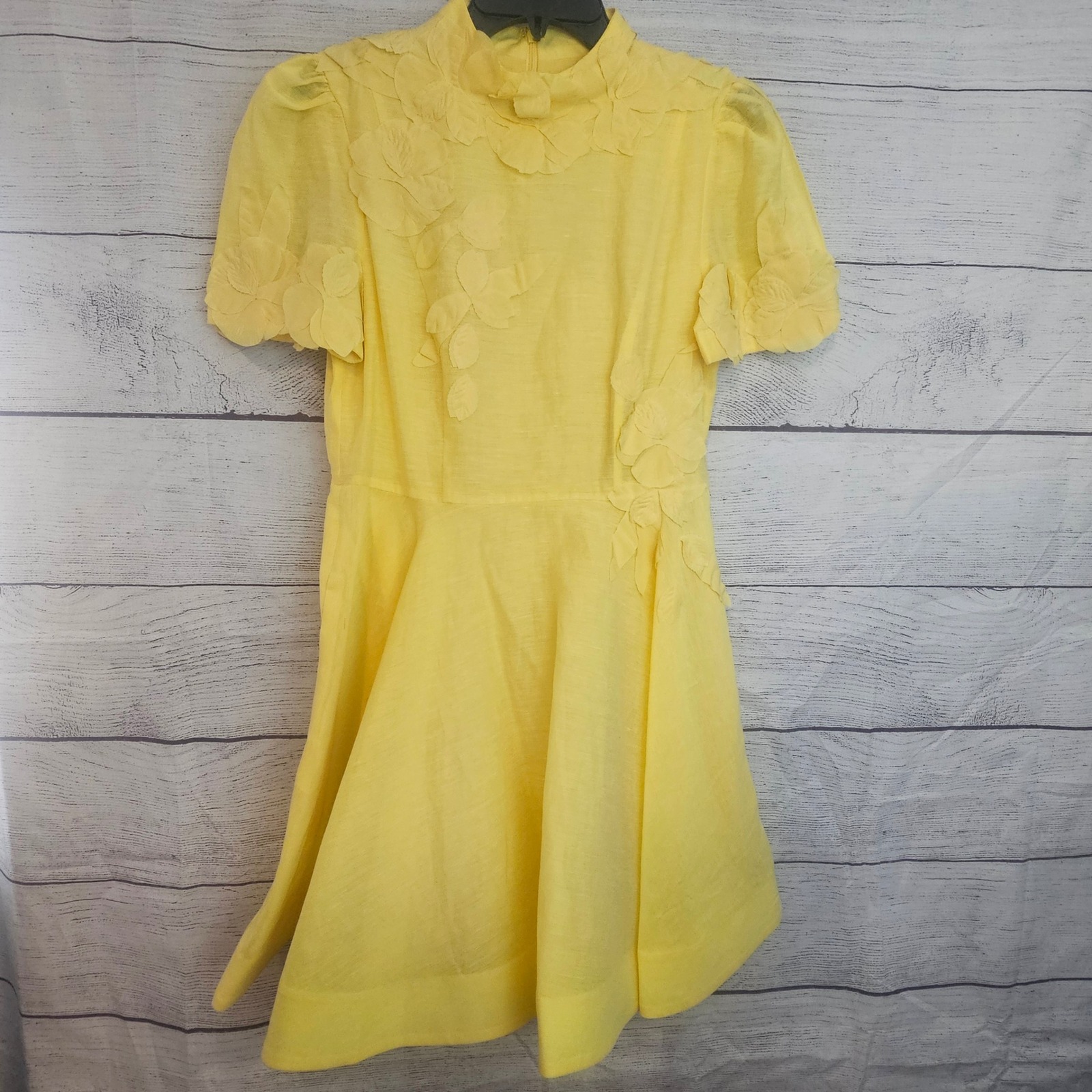 Antonio Melani Size 6 Iris Floral Applique Dress Sunshine Yellow Nwt $299 1232